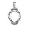 Pendant with Cubic Zirconia Inlays and Oval Mounting and Bail in Sterling Silver 12x16mm