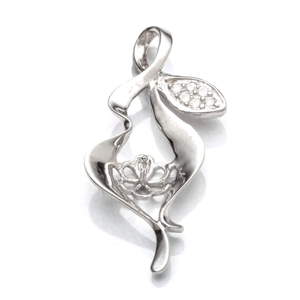 Pendant with Cubic Zirconia Inlays and Cup and Peg Mounting in Sterling Silver 5mm