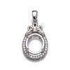 Oval Pendant with Cubic Zirconia Inlays and Oval Mounting and Bail in Sterling Silver 9x11mm