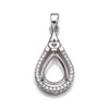 Pear Pendant with Cubic Zirconia Inlays and Pear Shape Mounting and Bail in Sterling Silver 9x11mm