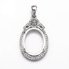 Oval Pendant with Cubic Zirconia Inlays and Oval Mounting and Bail in Sterling Silver 14x19mm