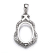 Pear Pendant with Cubic Zirconia Inlays and Oval Mounting and Bail in Sterling Silver 12x18mm