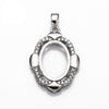 Oval Pendant with Cubic Zirconia Inlays and Oval Mounting and Bail in Sterling Silver 111x15mm