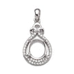 Pear Pendant with Cubic Zirconia Inlays and Oval Mounting and Bail in Sterling Silver 8x10mm