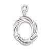 Pendant with Cubic Zirconia Inlays and Oval Mounting and Bail in Sterling Silver 15x20mm