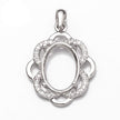 Pendant with Cubic Zirconia Inlays and Oval Mounting and Bail in Sterling Silver 9x14mm