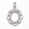 Pendant with Cubic Zirconia Inlays and Oval Mounting and Bail in Sterling Silver 9x14mm