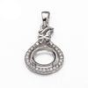 Pear Pendant with Cubic Zirconia Inlays and Oval Mounting and Bail in Sterling Silver 17x9mm