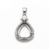 Pear Pendant with Cubic Zirconia Inlays and Pear Shape Mounting and Bail in Sterling Silver 9x12mm