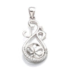 Pendant with Cubic Zirconia Inlays and Cup and Peg Mounting and Bail in Sterling Silver 8mm