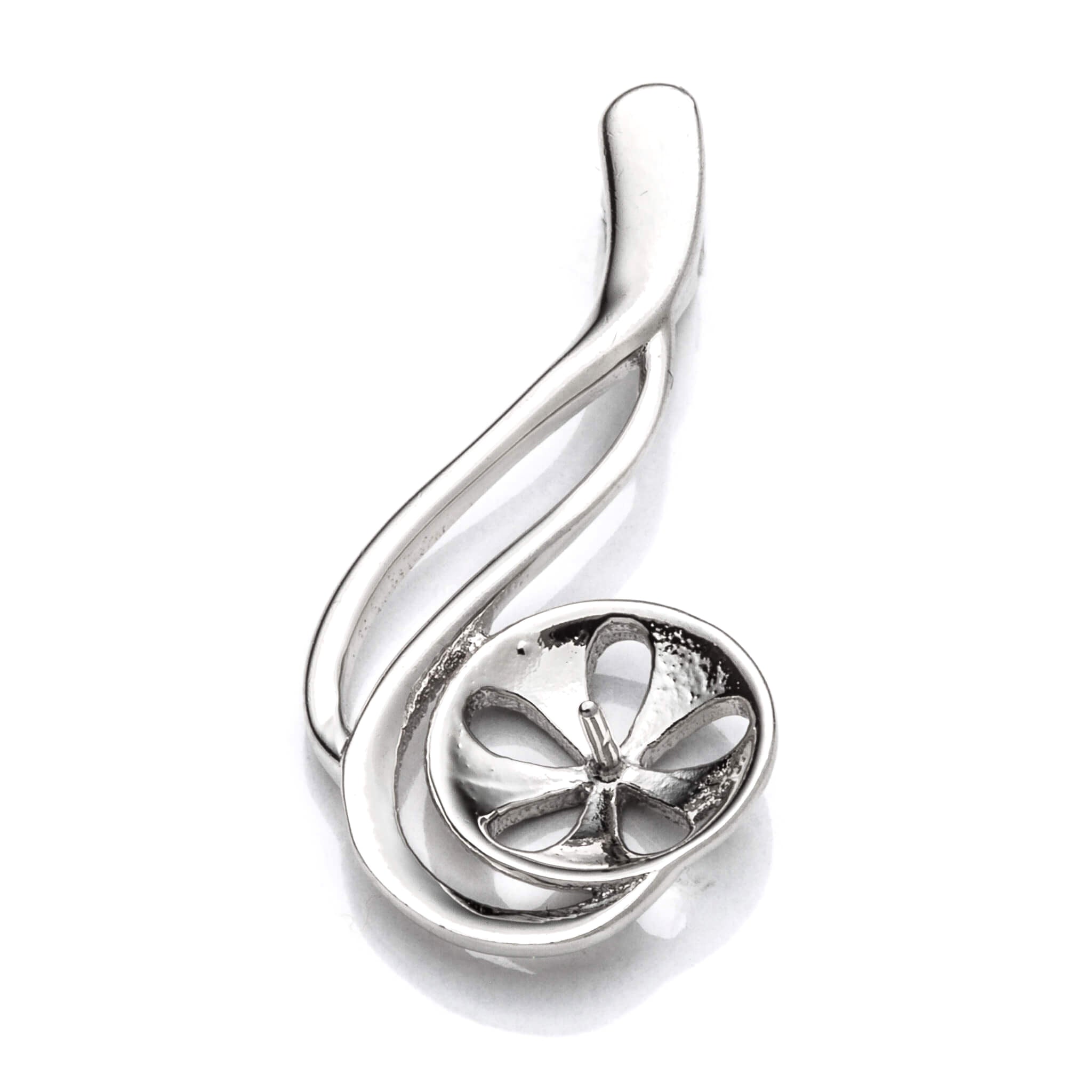 Music Note Pendant with Cup and Peg Mounting in Sterling Silver 9mm