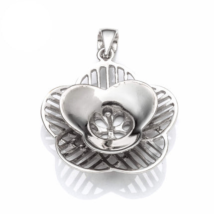 Flower Pendant with Cup and Peg Mounting and Bail in Sterling Silver 7mm