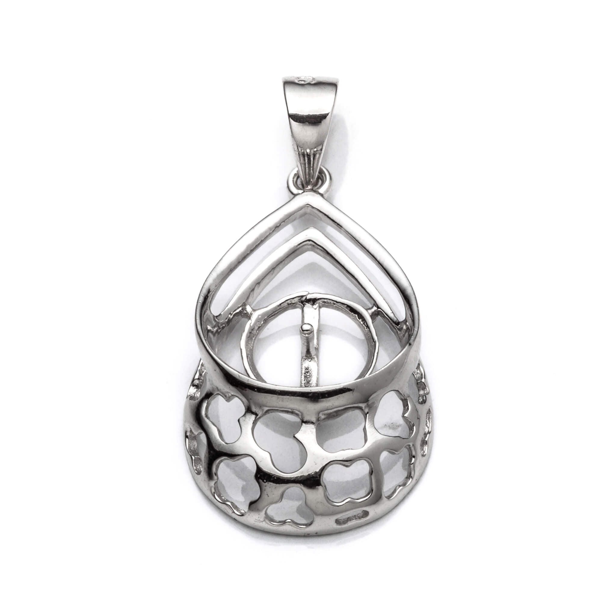 Pear Pendant with Cup and Peg Mounting and Bail in Sterling Silver 7mm