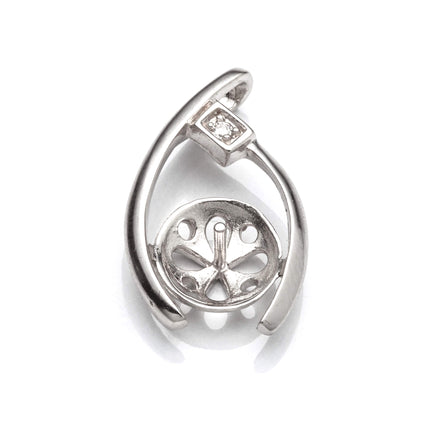 Pendant with Cubic Zirconia Inlay and Cup and Peg Mounting in Sterling Silver 8mm