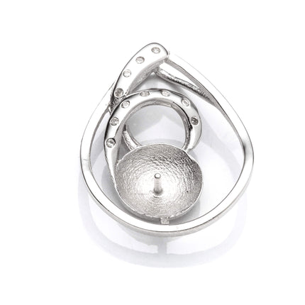 Pendant with Cubic Zirconia Inlays and Cup and Peg Mounting in Sterling Silver 9mm