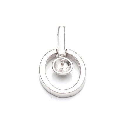 Oval Pendant with Cup and Peg Mounting in Sterling Silver 4mm