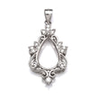 Pear Pendant with Cubic Zirconia Inlays and Pear Shape Mounting and Bail in Sterling Silver 19x13mm