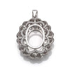 Pendant with Cubic Zirconia Inlays and Oval Mounting and Bail in Sterling Silver 12x16mm