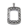 Antique Pendant with Rectangular Bezel Mounting and Bail in Sterling Silver 24x32mm