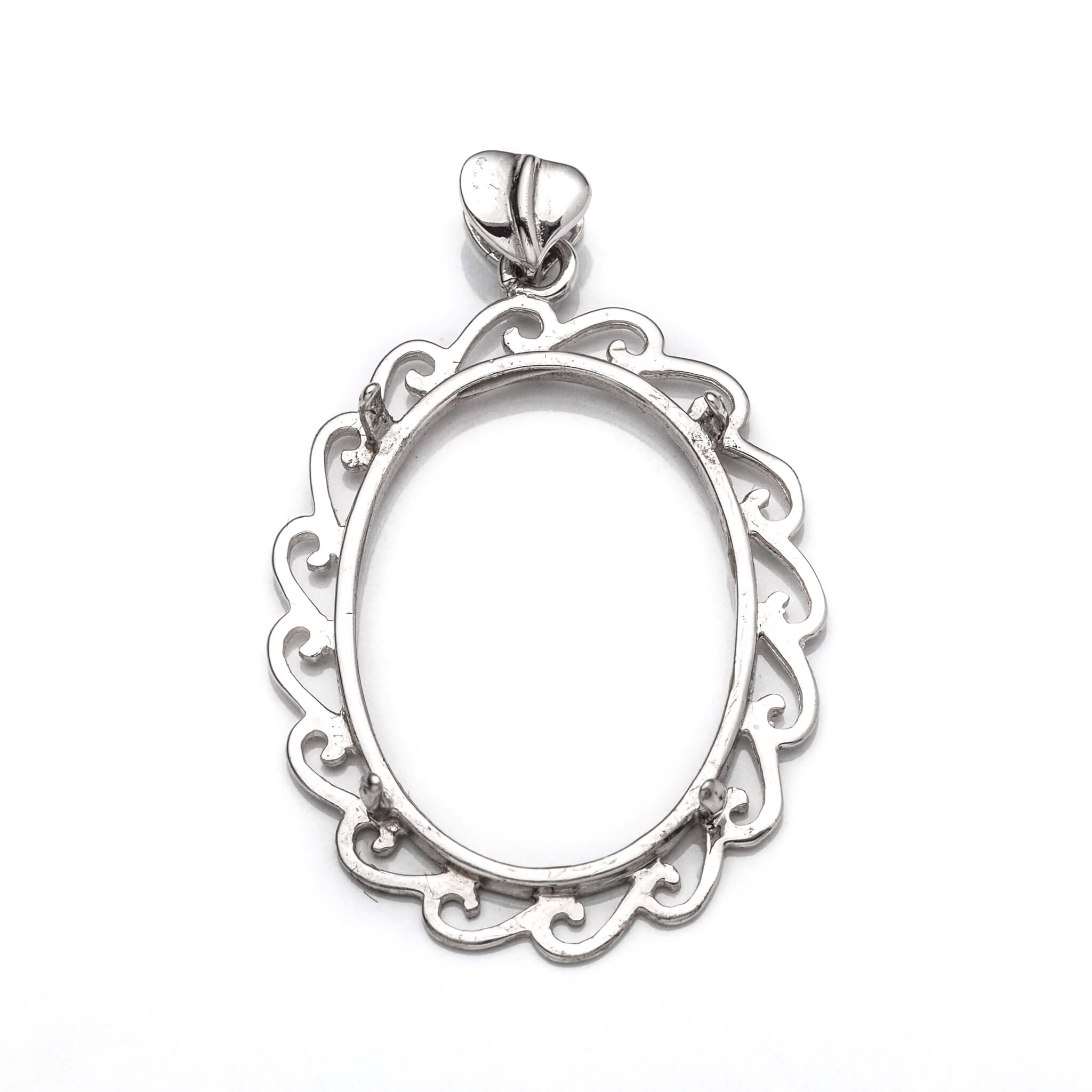 Swirls Pendant with Oval Mounting and Bail in Sterling Silver 17x23mm