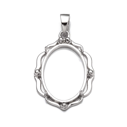 Dolly Pendant with Oval Mounting and Bail in Sterling Silver 13x18mm