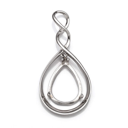 Pear Pendant with Pear Shape Mounting in Sterling Silver for 9x13mm Stones