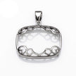 Rectangular Pendant with Rectangular Mounting and Bail in Sterling Silver 17x23mm