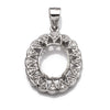 Pendant with Cubic Zirconia Inlays and Oval Mounting and Bail in Sterling Silver 9x11mm