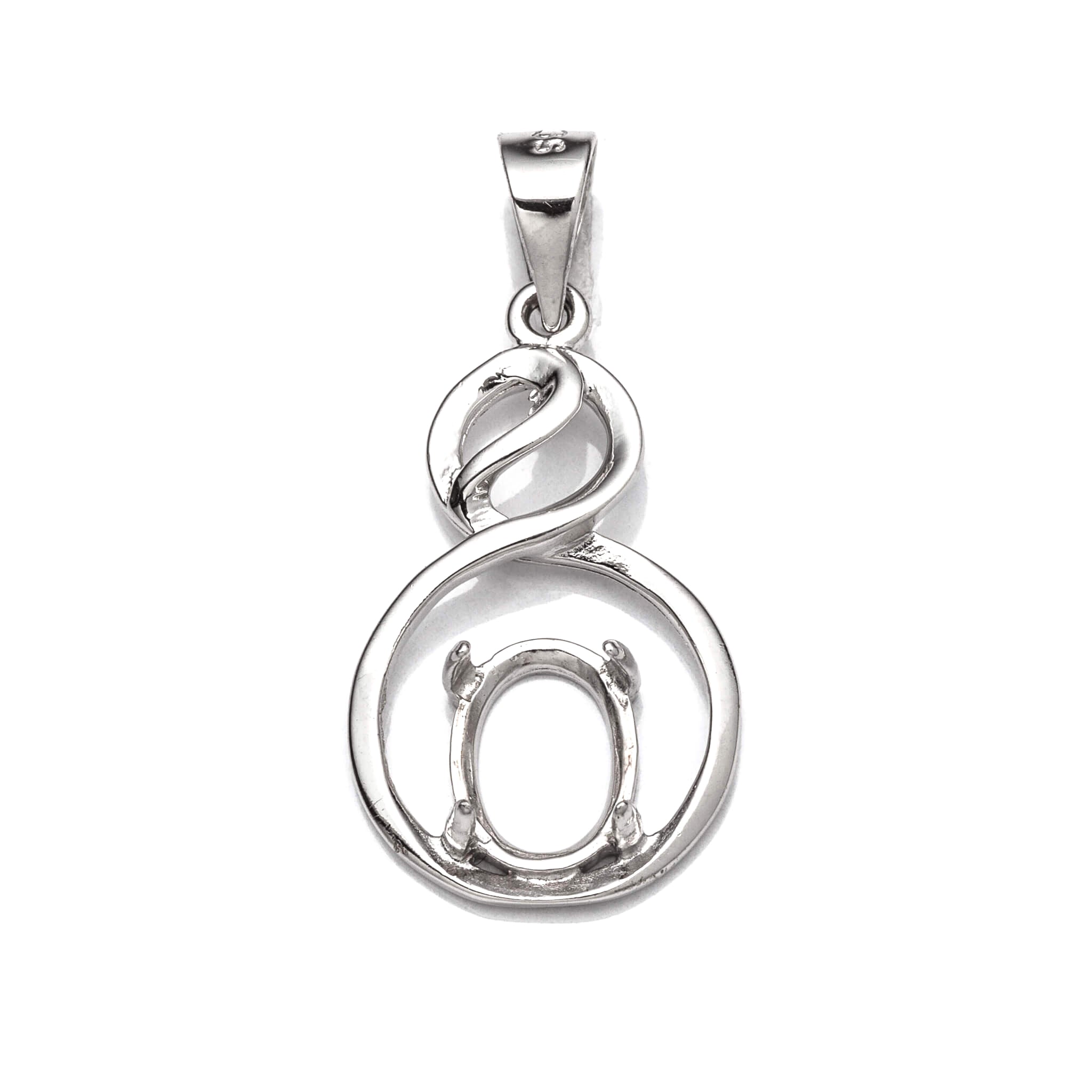 Figure 8 Pendant with Oval Mounting and Bail in Sterling Silver 6x8mm