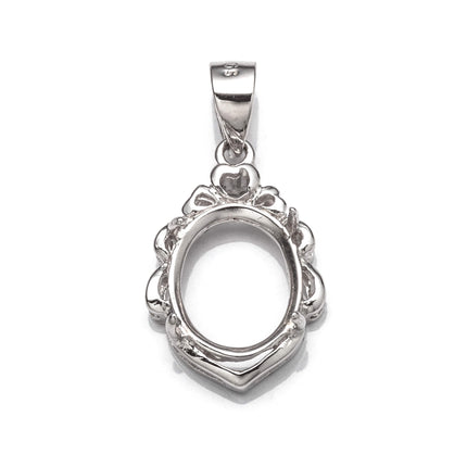 Pendant with Oval Mounting and Bail in Sterling Silver 9x11mm