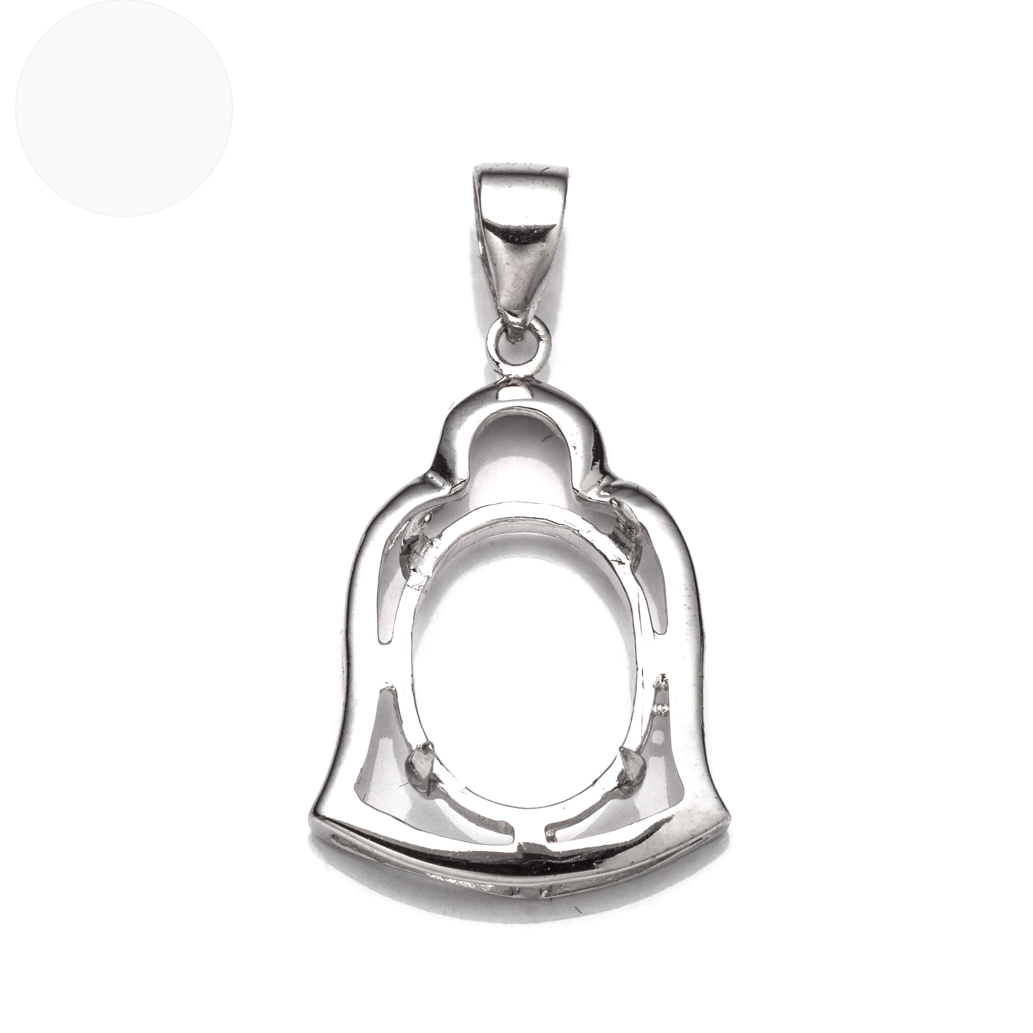 Bell Pendant with Oval Mounting and Bail in Sterling Silver 10x14mm