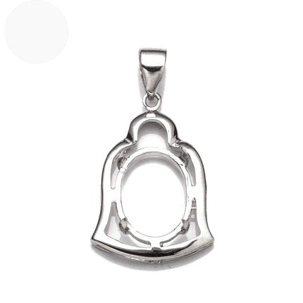 Bell Pendant with Oval Mounting and Bail in Sterling Silver 10x14mm