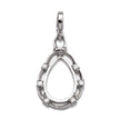 Pear Pendant with Cubic Zirconia Inlays and Pear Shape Mounting and Bail in Sterling Silver 10x14mm