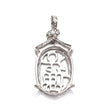 Oriental Pendant with Cubic Zirconia Inlays and Oval Mounting and Bail in Sterling Silver 12x16mm