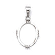 Oval Pendant with Oval Mounting and Bail in Sterling Silver 11x15mm