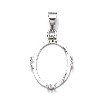 Oval Pendant with Oval Mounting and Bail in Sterling Silver 11x15mm