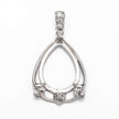 Pear Pendant with Cubic Zirconia Inlays and Pear Shape Mounting and Bail in Sterling Silver 13x18mm