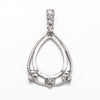 Pear Pendant with Cubic Zirconia Inlays and Pear Shape Mounting and Bail in Sterling Silver 13x18mm