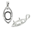 Biconvex Pendant with Oval Setting and Bail in Sterling Silver for 8x10mm Oval stones