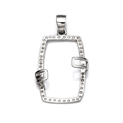 Rectangular Pendant with Rectangular Mounting and Bail in Sterling Silver 15x23mm