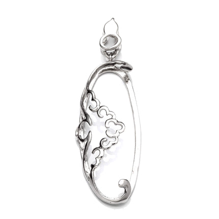 Snake Pendant with Oval Mounting and Bail in Sterling Silver 15x35mm