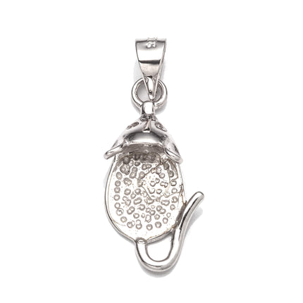 Mouse Pendant Setting with Oval Prongs Mounting including Bail in Sterling Silver 7x9mm