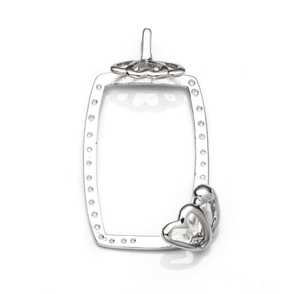 Rectangular Pendant with Rectangular Bezel Mounting in Sterling Silver 15x23mm