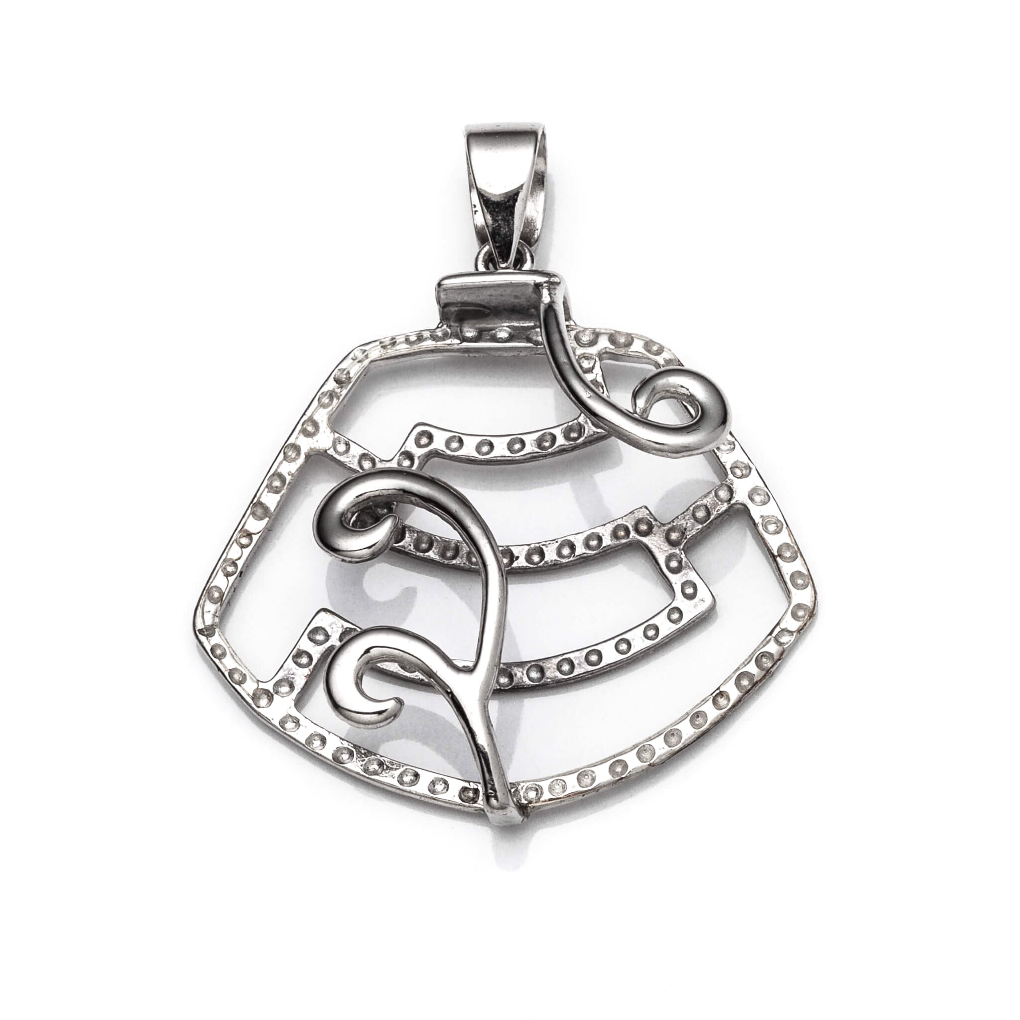 Unique Shape Pendant with Unique Shape Bezel Mounting and Bail in Sterling Silver 20x26mm