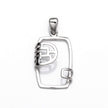 Rectangular Pendant with Rectangular Bezel Mounting and Bail in Sterling Silver 16x24mm