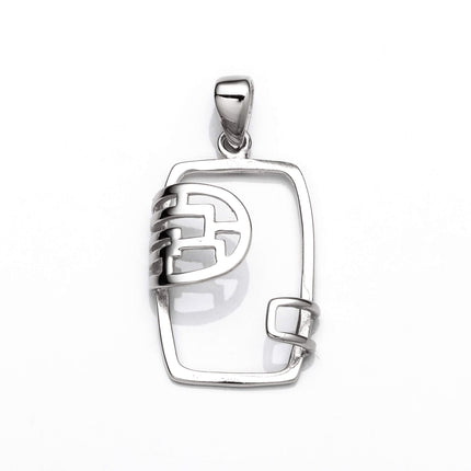 Rectangular Pendant with Rectangular Bezel Mounting and Bail in Sterling Silver 16x24mm