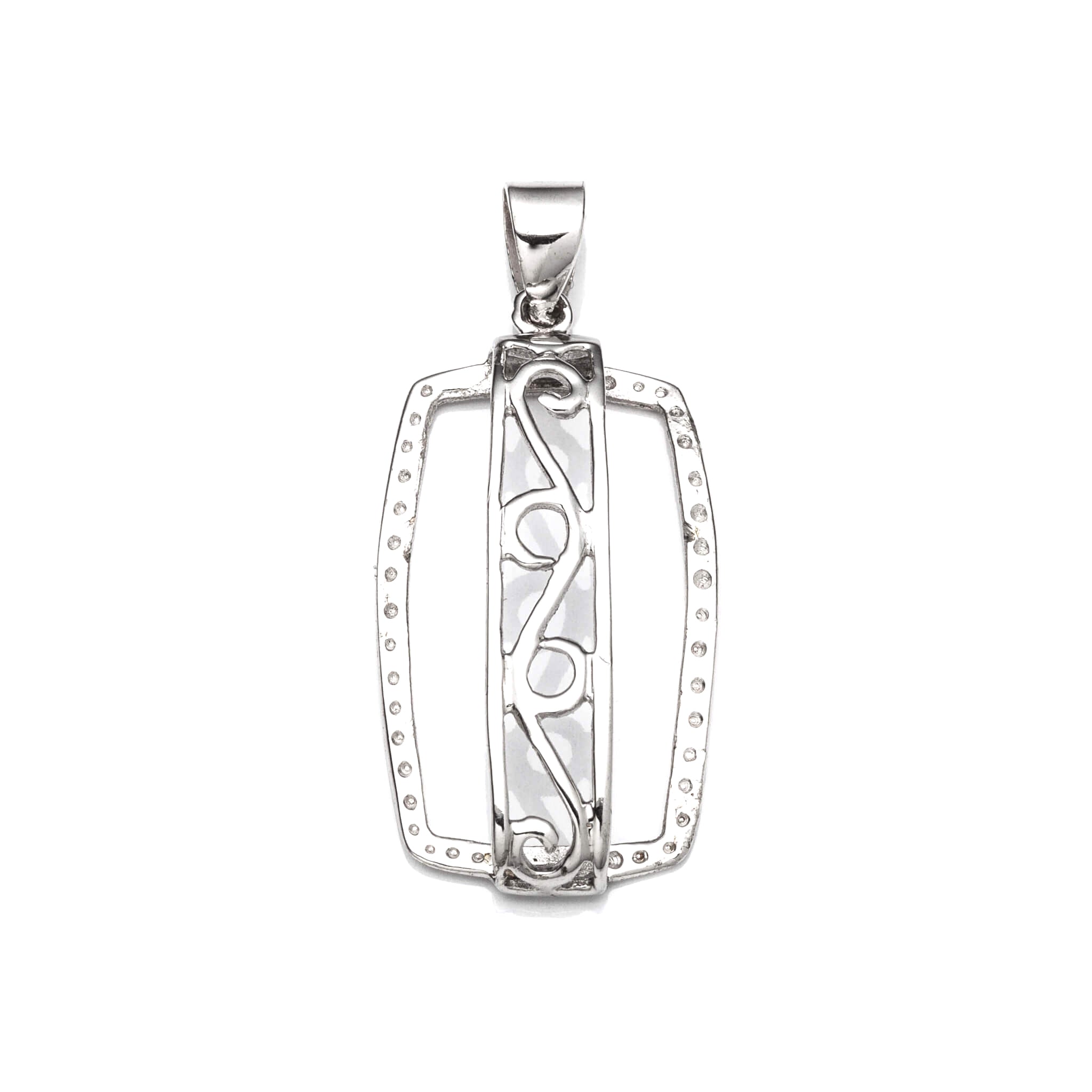 Rectangular Pendant with Rectangular Bezel Mounting and Bail in Sterling Silver 15x24mm