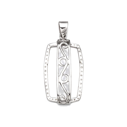Rectangular Pendant with Rectangular Bezel Mounting and Bail in Sterling Silver 15x24mm