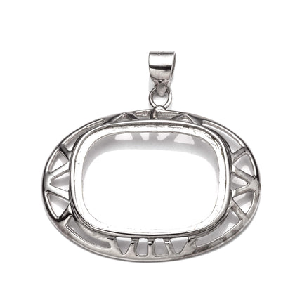 Oval Pendant with Rectangular Bezel Mounting and Bail in Sterling Silver 16x21mm