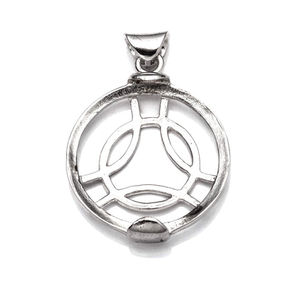 Pendant with Round Bezel Mounting and Bail in Sterling Silver 20mm